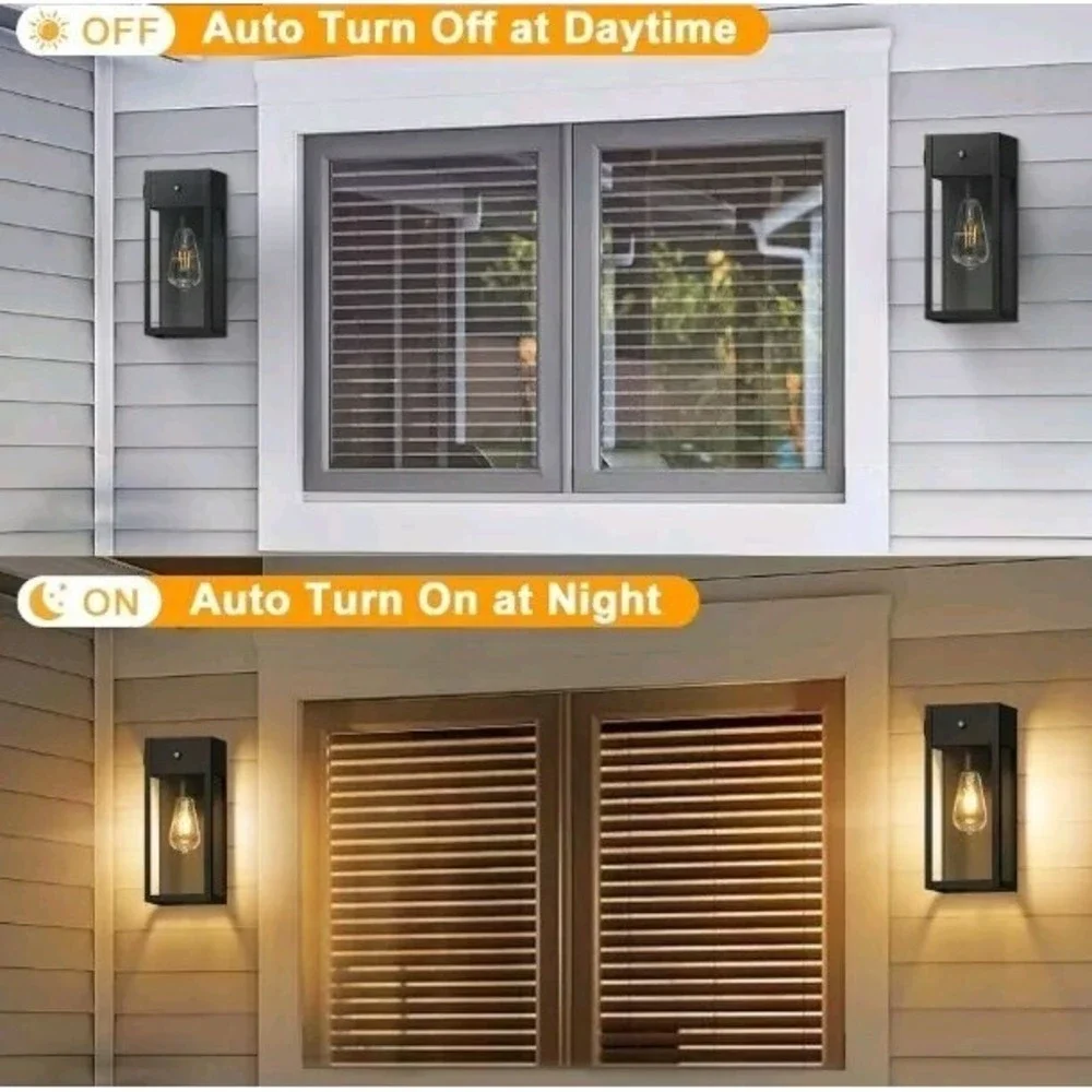 OYKYOHEI Clear Glass Metal Body Modern 120V Wall Lamps Black W/outlet Dusk2dawn